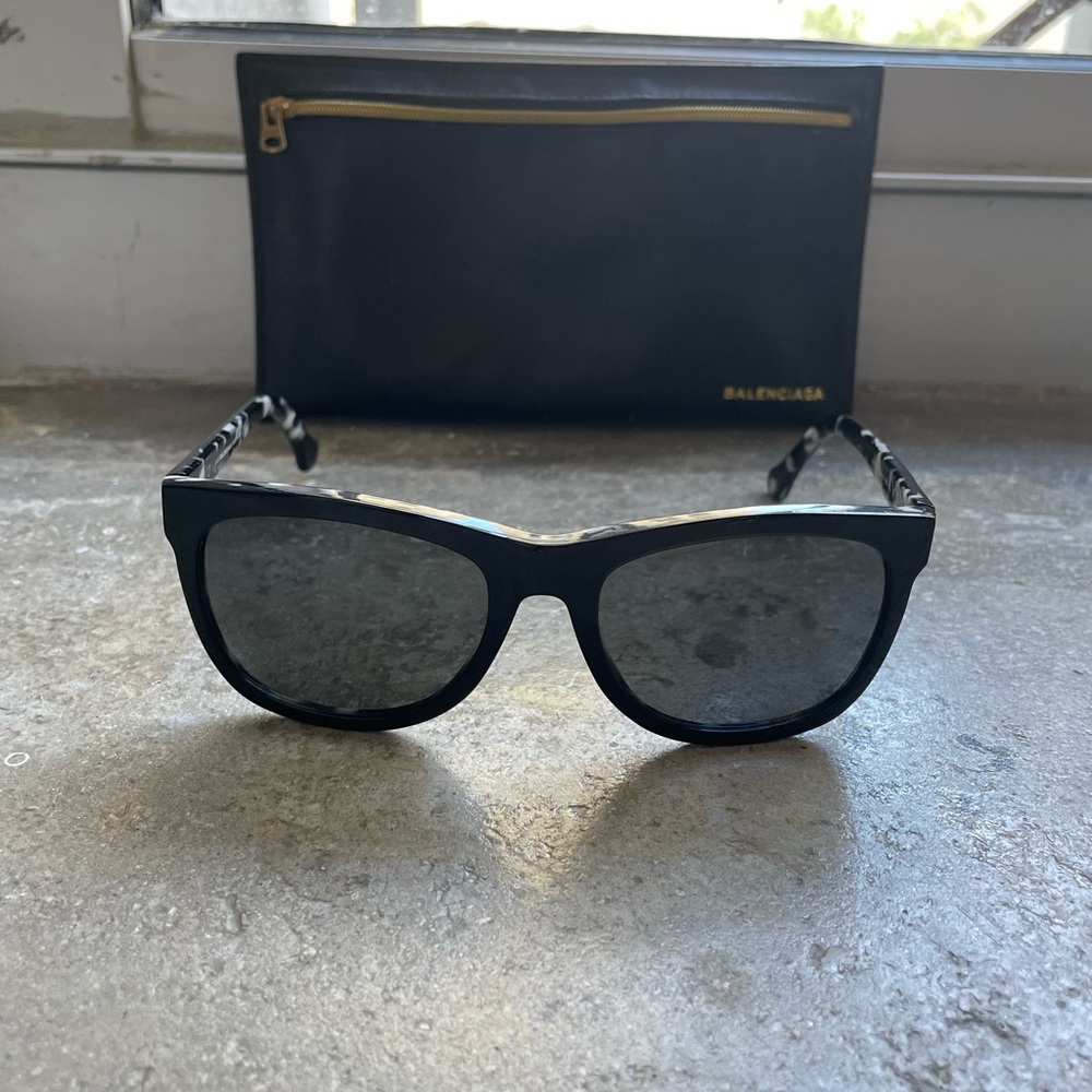 Black Balenciaga Sunglasses with Tortoiseshell Accent